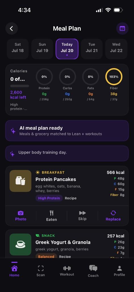 Meal plan with macros